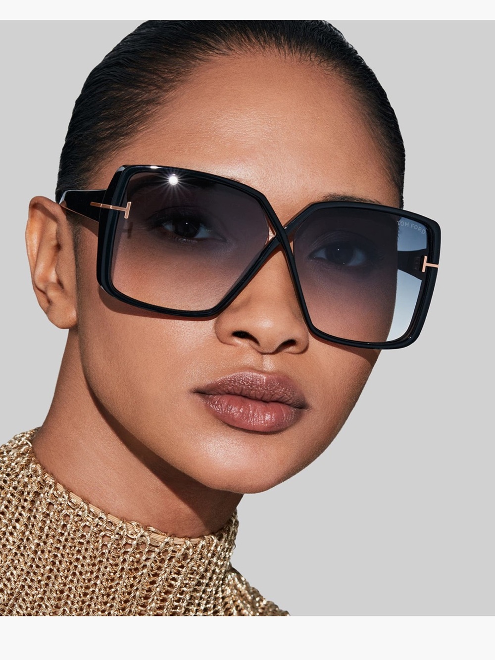 🕶️Tom Ford Yvonne 63 mm Blonde Havana/Blue Gradient Lens Oversized Sunglasses 🕶️